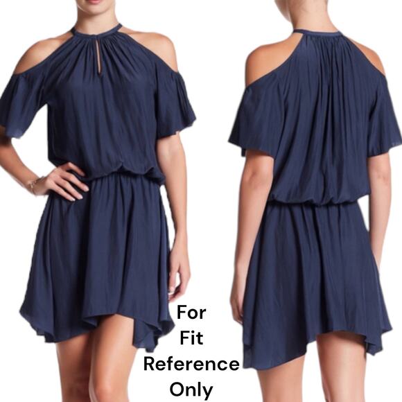 Ramy Brook Eileen Cold Shoulder Satin Mini Dress Light Blue Size S - Picture 12 of 12